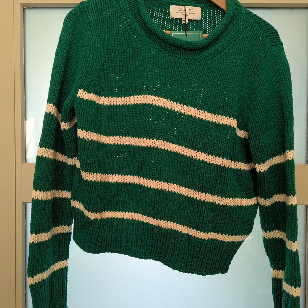 La Ligne Green and White Striped Sweater